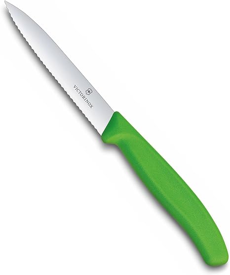 Victorinox 6.7736.L4 Swiss Classic Paring Knife for Cutting and Preparing Fruit and Vegetables Serrated Blade in Green 3.9 inches