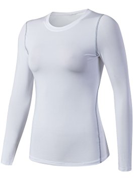 Lavento Women's Compression Shirt Sport Performance Crewneck Long-sleeve T Shirt