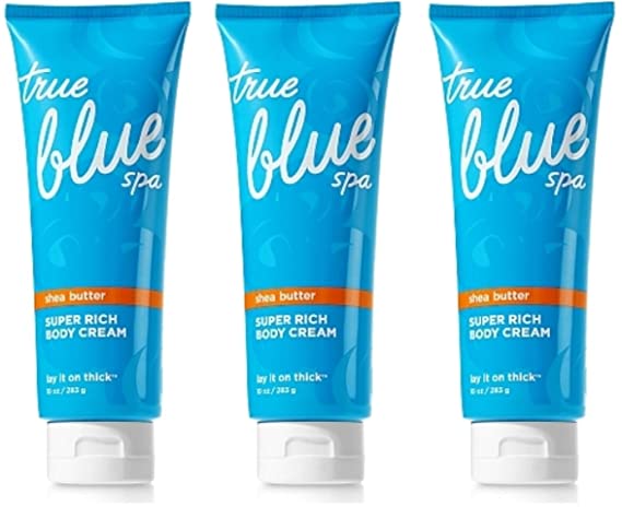 Lot of 3 Bath and Body Works True Blue Spa Lay It On Thick Super Rich Body Creams 10 Ounce (283 Gram) Each