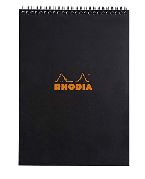 Rhodia Wirebound Notepads - Lined 80 sheets - 8 1/4 x 11 3/4 in. - Black cover