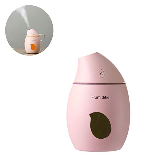 iKuboo Cute Mini Humidifier, Portable Cool USB Mist Humidifier Desk Car Humidifiers with Auto Shut-Off, Multi Use for Car, Home, Office, Bedroom, Baby Room (Pink)