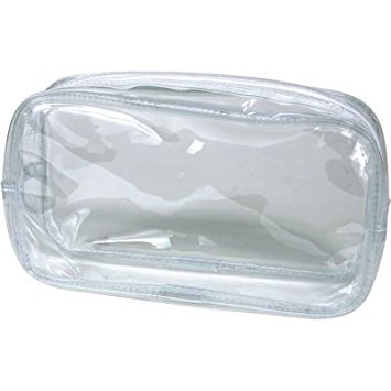 Clear Vinyl Zippered Cosmetic Bag Carry Case Travel Makeup