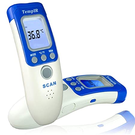 TempIR Body Temperature Thermometer - Infrared for Baby Adult Child - Non-contact - Clinical Thermometers - for Surface Temperature Forehead Body Room - Store 32 Temperatures - High Temperature Alarm