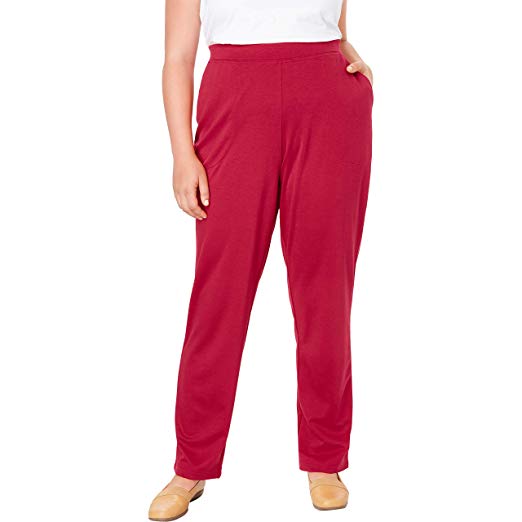 Woman Within Women's Plus Size Tall Straight Leg Ponte Knit Pant