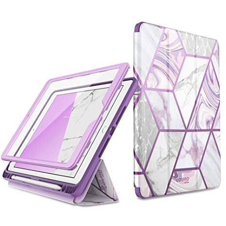 i-Blason Cosmo Case for New iPad 7th Generation, iPad 10.2 2019 Case, Full-Body Trifold with Built-in Screen Protector Protective Smart Cover with Auto Sleep/Wake & Pencil Holder (Ameth)