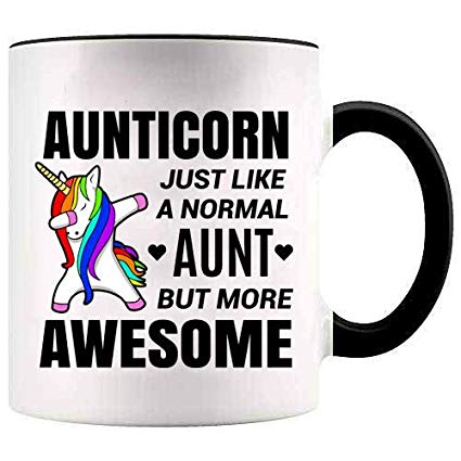 YouNique Designs Unicorn Aunt Mug, 11 ounces, White, Aunticorn Coffee Mug for Aunt Gifts Auntie Mug