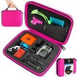 CamKix Carrying Case for Gopro Hero 4 Black Silver Hero LCD 3 3 2 and Accessories - Ideal for Travel or Home Storage - Complete Protection - Carabiner and Microfiber Cleaning Cloth Included