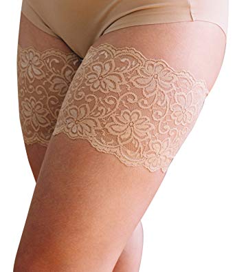 Bandelettes Dolce Elastic Lace Thigh Bands, Prevent Rubbing and Chafing, Beige Size B (58-61 cm / 23"- 24")