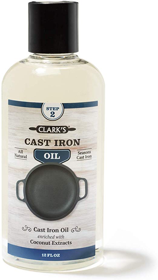 Cast Iron Seasoning Oil (12 ounces) by CLARK'S | 100% Plant Based From Refined Coconut Oil (Vegan) | No Mineral Oil | Prevents Rust | Maintains Seasoning on All Cast Iron and Carbon Cookware