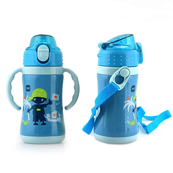 B&H Kids Cup Stainless Steel Insulated Sippy Cup for Baby with Straw, BPA free, 10 Ounce (Blue)