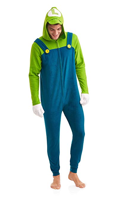 Super Mario Men's Faux Fur Licensed Sleepwear Adult Costume Union Suit Pajama