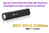 Fenix E05 2014 Edition 85 Lumen LED KeyChain Black Flashlight with LegionArms AAA Battery