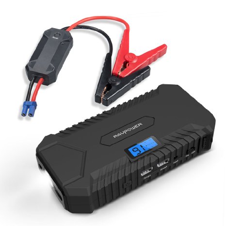 [New Release] RAVPower Most Powerful 550A Peak Current Car Jump Starter 14000mAh Portable Charger with Advanced Safety Protection, Dual 2.1A iSmart Output, LCD Display