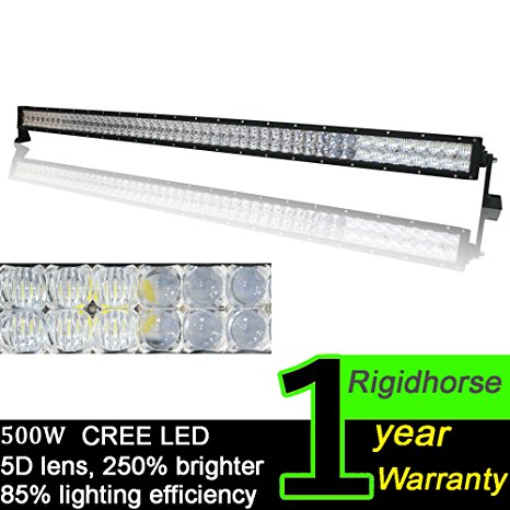 Rigidhorse 52" LED Light Bar 5D 500W 50000LM for Offroad 4x4 Jeep Truck ATV SUV Boat
