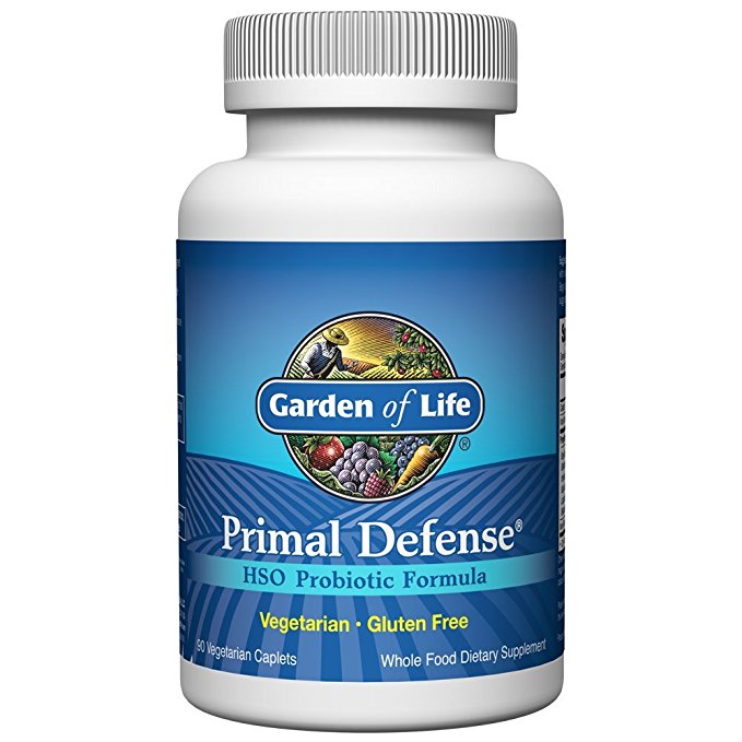 Garden of Life Whole Food Probiotic Supplement - Primal Defense HSO Probiotic Dietary Supplement for Digestive and Gut Health,  90 Vegetarian Caplets