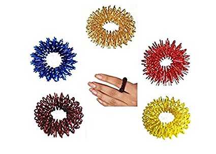 ACS/ACM Acupressure Sujok Pain Therapy Finger Massager Circulation Ring, Set of 5 Rings - 2.5Cm Dia