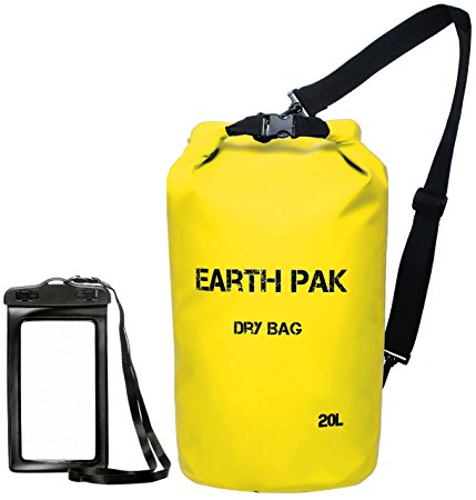 Earth Pak -Waterproof Dry Bag - Roll Top Dry Compression Sack Keeps Gear Dry for Kayaking, Beach, Rafting, Boating, Hiking, Camping and Fishing with Waterproof Phone Case