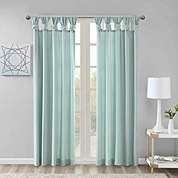 Comfort Spaces - Ekko Microtwill Twisted Tab Window Curtain Pair - Seafoam - 50x95 Inch Panel - 2 Panels