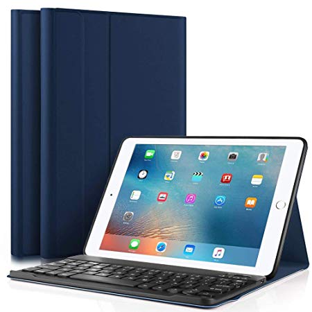 iPad keyboard case 9.7, Upworld Wireless Bluetooth Keyboard cover case for iPad 9.7 2018 | 2017 | iPad Air 2 | iPad Air, Ultra-thin Magnetically Detachable Removable Keyboard for iPad
