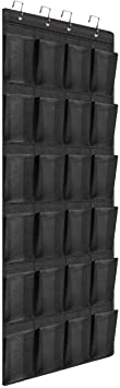 Kootek Over The Door Shoe Organizer, Mesh Shoe Holder 24 Pockets Hanging Shoes Organizer Compartment Storage with 4 Door Hooks for Bedroom Closet Bathroom 59 x 21.6 in (Black, 1)