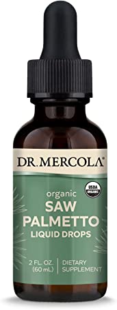 Dr. Mercola Organic Saw Palmetto Liquid Drops Dietary Supplement, 2 fl oz (60 mL), 30 Servings per Bottle, Non GMO, Gluten Free, Soy Free, USDA Organic