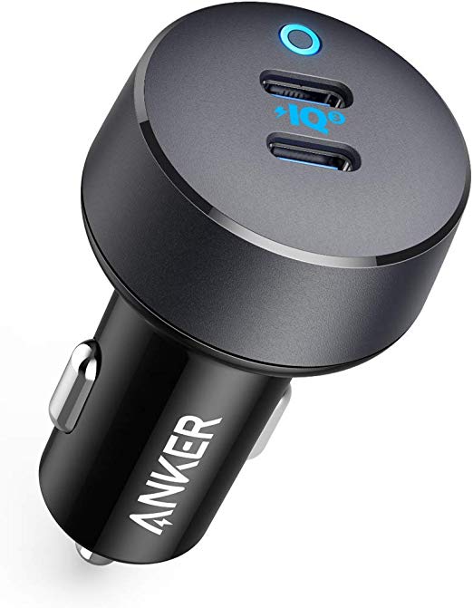 USB C Car Charger, Anker 36W 2-Port PowerIQ 3.0 Type C Car Adapter, PowerDrive III Duo with LED Indicator, Power Delivery for iPhone XR/Xs/Max/X/8, Galaxy S10/S9, Pixel 3a/3/XL, iPad Pro 2018 and More