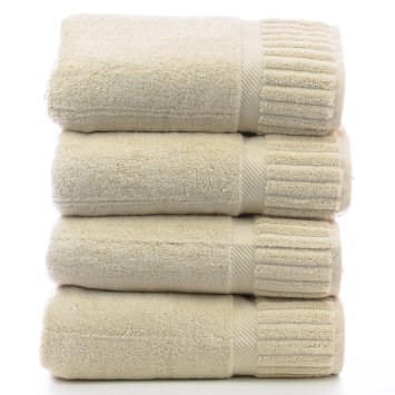 Luxury Hotel & Spa Towel 100% Genuine Turkish Cotton Bath Towels - Beige - Piano - Set of 4