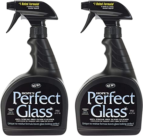 HOPE'S Perfect Streak-Free Glass Cleaner, Less Wiping, No Residue, Pack of 2, 32 Ounce