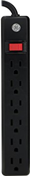 GE 14088 6-Feet Cord 6-Outlet Power Strip, Black