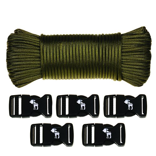 Tactical Paracord - 110 Feet Parachute Cord - 550 Cord Type III with Buckles and Paracord Fid, Utility Ropes Boat Dock Lines by The Friendly Swede