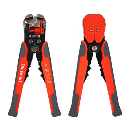 Wire Stripper, Blusmart Self-Adjusting Automatic Wire Stripping Tool with ProTouch Grips AWG24-10(0.2~6.0mm²) - Multi Tool Stripper, Cutter and Crimper (Orange with Gray)