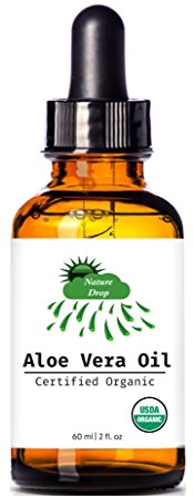 Nature Drop's USDA Organic Aloe Vera Oil - 2 oz - 100% pure , cold pressed