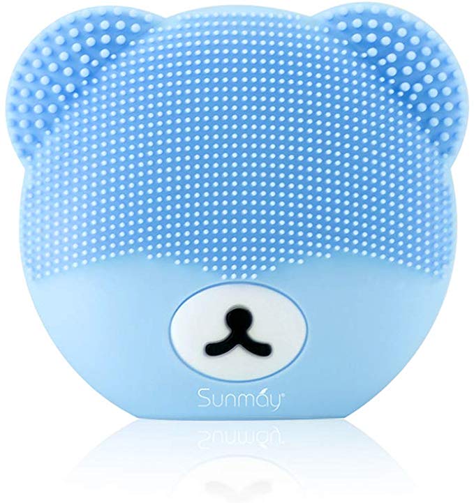 【Sunmay Youth】- SUNMAY Sonic Facial Cleansing Brush, Silicone Waterproof Face Massager Anti-Aging Skin Cleanser for Face Cleansing and Massaging(Sky Blue)