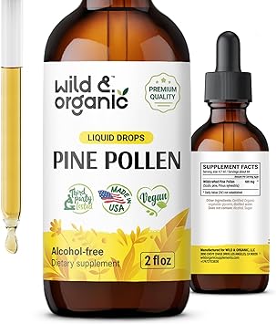 Pine Pollen Tincture - Organic Pine Pollen Powder Liquid Drops - Vegan, Alcohol Free Supplement - for Men & Women 2 oz