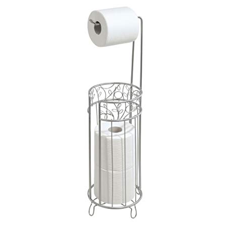 InterDesign Twigz Free Standing Toilet Paper Holder – Dispenser and Spare Roll Storage for Bathroom, Silver