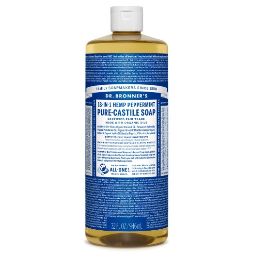 Dr Bronners Fair Trade and Organic Castile Liquid Soap - Peppermint 32 Fl Oz