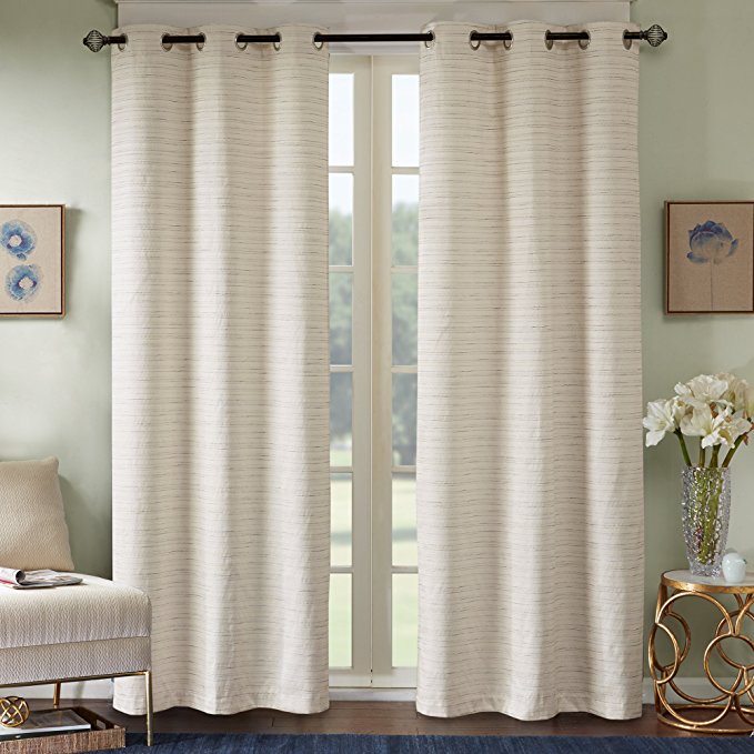 Comfort Spaces Grasscloth Window Curtain Pair/Set of 2 Panels - Ivory - 40x84 inch panel - Foamback - Energy Efficient Saving- Grommet Top - 2 Pieces