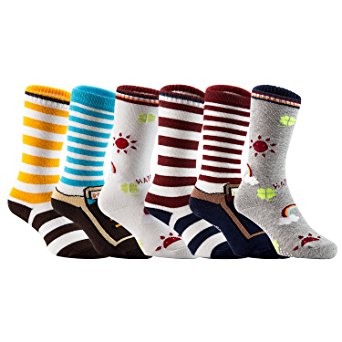 Lovely Annie Unisex Children 6 Pairs Pack Non-Skid Knee High Cotton Socks 6M-3Y