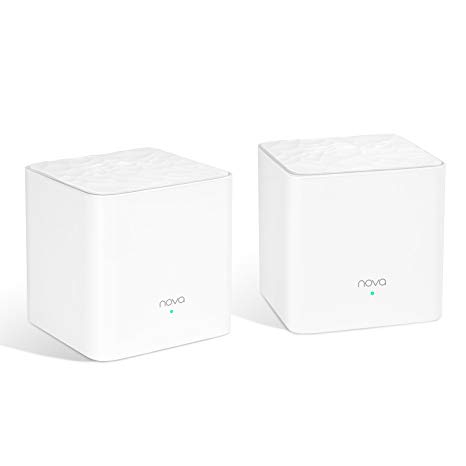 Tenda Nova MW3(2-pack) Whole Home Mesh WiFi System Coverage up to 3,000 sq. ft, Plug and Play, Works with Alexa,Parental Controls, Router replacement.