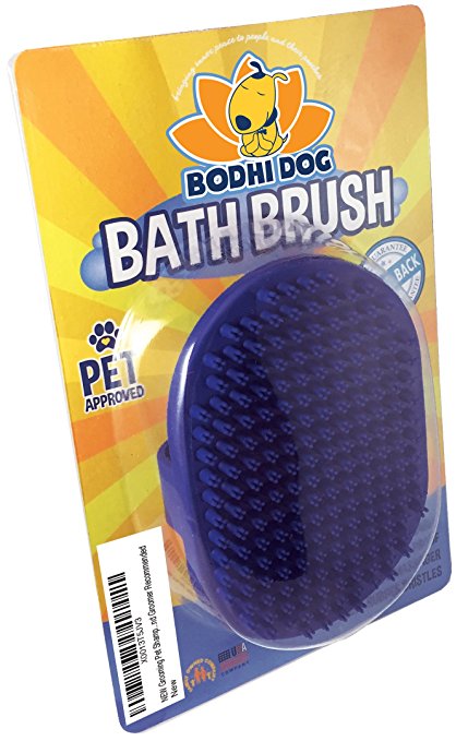 NEW Grooming Pet Shampoo Brush | Soothing Massage Rubber Bristles Curry Comb for Dogs & Cats Washing | Vet and Groomer Recommended