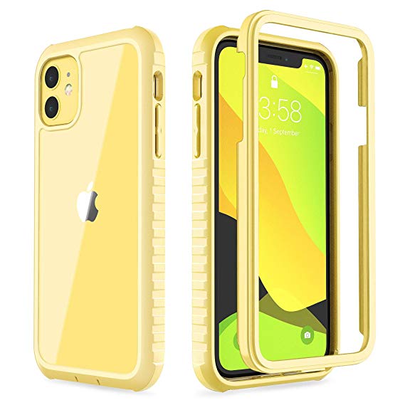 ULAK iPhone 11 Case, Clear Heavy Duty Protection Shockproof Rugged Cover Designed Flexible Soft TPU Bumper Safe Grip Protective Cover for Apple iPhone 11 6.1inch (2019 ), Light Yellow