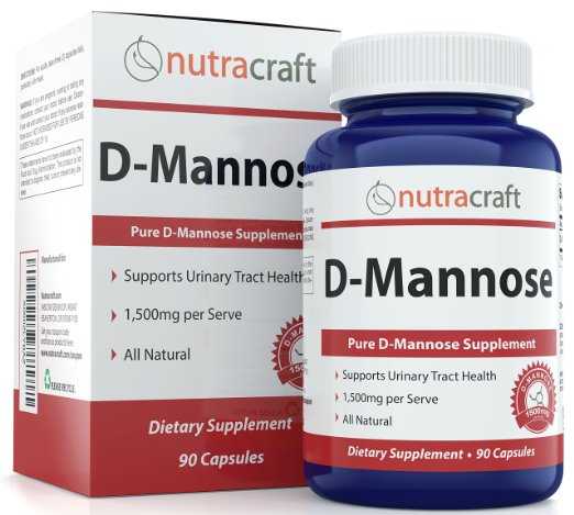 #1 D-Mannose Supplement - Combat Urinary Tract Infections & Support Bladder Health - 1500mg Per Serve - 100% Pure With No Preservatives or Gluten - Made In The USA - 90 Capsules