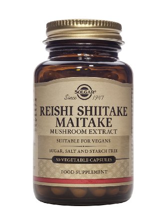 Solgar Reishi Shiitake Maitake Mushroom Extract Vegetable Capsules, 50 Count