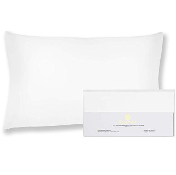 Beauty of Orient - 100% Pure Mulberry Silk Pillowcase for Hair and Skin, 19 Momme Both Sides, Hidden Zipper, Natural Hypoallergenic Silk Pillow Case, (1pc Standard - 20" x 26", Natural Undyed White)