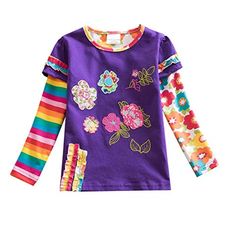 VIKITA Kid Girl Flower Butterfly Short Sleeve T Shirt Tee S2111 for 2-6 Years