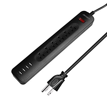 Surge Protector, ARCHEER Power Strip with 6 Outlets Power Surge Protector & 4 USB Charging Ports and 6 Feet Cord for iPhone, iPad, Tablets and Home Appliances