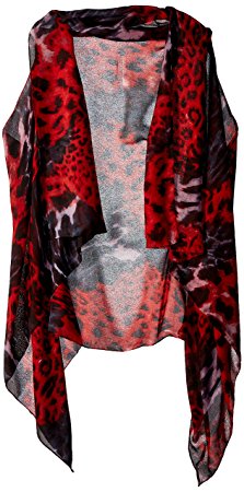 Accents by Lavello Sheer Designer Vest, Red/Black Animal Print