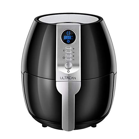 Ultrean Air Fryer with LCD Screen, 4.2 Quarts plus Airfryer CookBook 10 Recipes, Oil-Free Programmable Air Roaster, Easily Detachable Frying Pot, Anti-scratch and Easy Clean Design