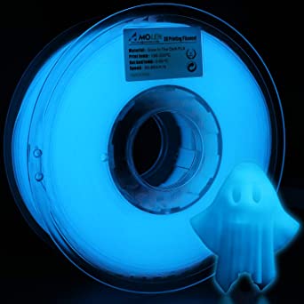 AMOLEN PLA Filament 1.75mm, Glow in the Dark Blue, 3D Printer Filament 1KG  /- 0.03 mm, 3D Printing Materials for 3D Printer and 3D Pen