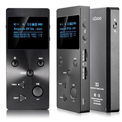 XDUOO X3 HIFI MP3 Music Player Lossless Sound Qaulity Music Player with HD OLED Screen Support APE FLAC ALAC WAV WMA OGG MP3 (Black)
